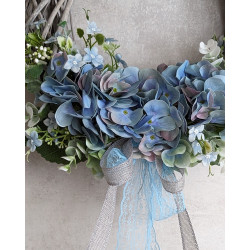 BABY BLUE wianek z hortensjami, ok. 30-35cm