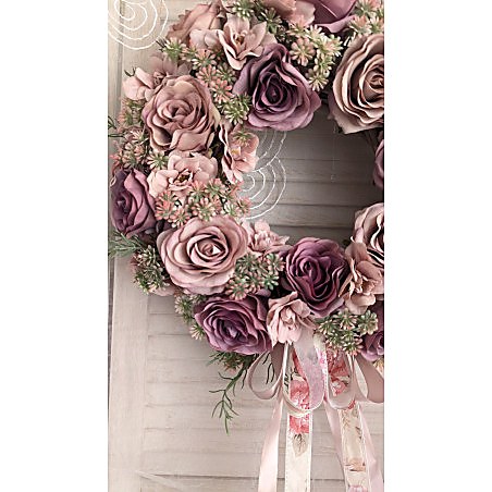 PINK ROSES klimatyczny wianek z wikliny 35cm