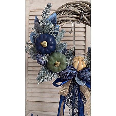 NAVY BLUE jesienny wianek z dyniami, 30-35cm