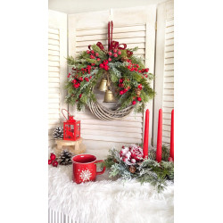 Classic Christmas wianek świąteczny z dzwonkami 35cm