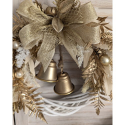Glamour Christmas złoty wianek świąteczny z dzwonkami 35cm