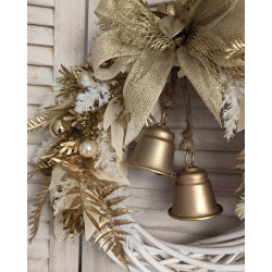 Glamour Christmas złoty wianek świąteczny z dzwonkami 35cm