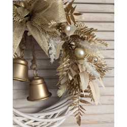 Glamour Christmas złoty wianek świąteczny z dzwonkami 35cm