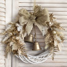 Glamour Christmas złoty wianek świąteczny z dzwonkami 35cm