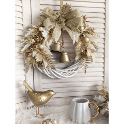 Glamour Christmas złoty wianek świąteczny z dzwonkami 35cm