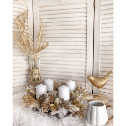 Boho Glamour wianek adwentowy złoty 35cm BEZ ŚWIEC