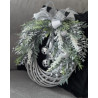 Glamour Christmas srebrny wianek świąteczny z dzwonkami 35cm