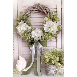 Evergreen Elegance wianek z hortensjami, 35-40cm