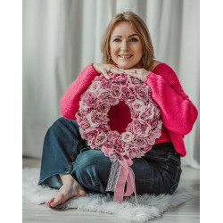 Różana Fantazja klimatyczny wianek z wikliny 35cm