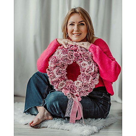 Różana Fantazja klimatyczny wianek z wikliny 35cm
