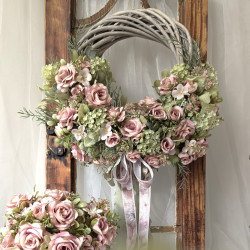 VINTAGE ROSES wianek na drzwi 30-35cm