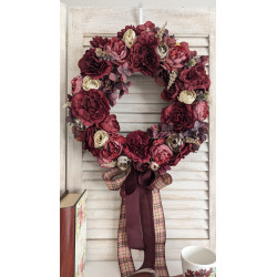 BURGUNDOWA ELEGANCJA klimatyczny wianek na drzwi, średnica 35cm
