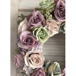 COLORFUL ROSES klimatyczny wianek na drzwi, ok. 35cm