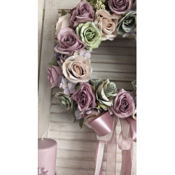 COLORFUL ROSES klimatyczny wianek na drzwi, ok. 35cm