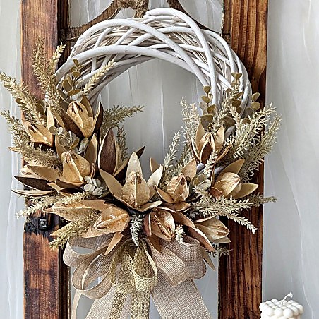 NATURAL wianek BOHO z wikliny 30-35cm