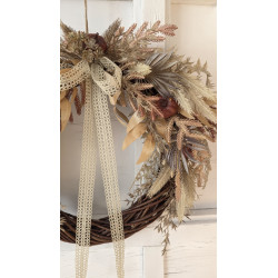 Wianek boho jesienny z dyniami, 35cm