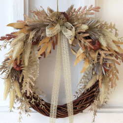 Wianek boho jesienny z dyniami, 35cm