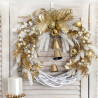 Golden Christmas biało-złoty wianek świąteczny z dzwonkami, 40cm
