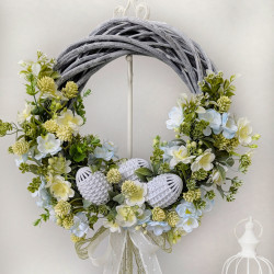 EASTER wianek Wielkanocny 35cm żółto-niebieski