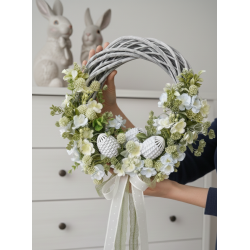 EASTER wianek Wielkanocny 35cm żółto-niebieski