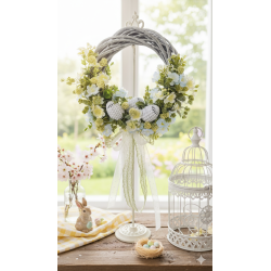 EASTER wianek Wielkanocny 35cm żółto-niebieski