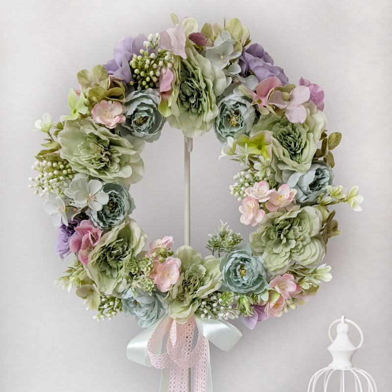 PASTEL klimatyczny wianek z wikliny 35cm