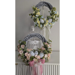 EASTER wianek Wielkanocny 35cm różowy