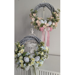 EASTER wianek Wielkanocny 35cm różowy