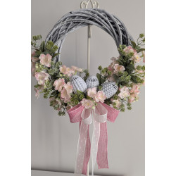 EASTER wianek Wielkanocny 35cm różowy