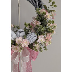 EASTER wianek Wielkanocny 35cm różowy