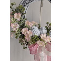 EASTER wianek Wielkanocny 35cm różowy