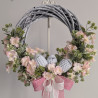 EASTER wianek Wielkanocny 35cm różowy