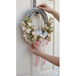 EASTER wianek Wielkanocny 35cm różowy