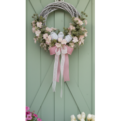 EASTER wianek Wielkanocny 35cm różowy