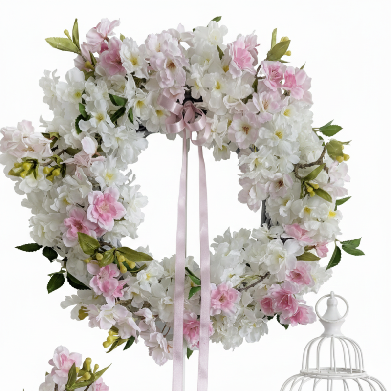 Kwiat Jabłoni wiosenny wianek na drzwi, średnica 45cm