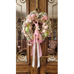 Wianek Wielkanocny z  różowym zającem, 35cm