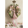 Wianek Wielkanocny z  różowym zającem, 35cm