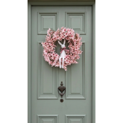 Różowy wianek Wielkanocny z zającem, 35cm