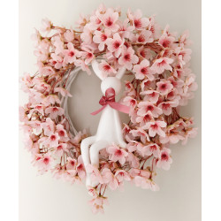 Różowy wianek Wielkanocny z zającem, 35cm
