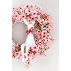 Różowy wianek Wielkanocny z zającem, 35cm