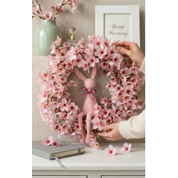 Różowy wianek Wielkanocny z zajączkiem, 35cm