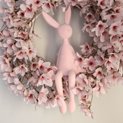 Różowy wianek Wielkanocny z zajączkiem, 35cm