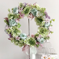 PASTEL klimatyczny wianek z wikliny 35cm