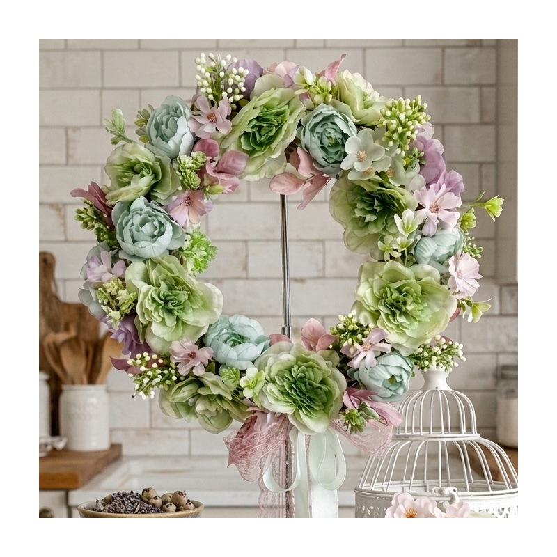 PASTEL klimatyczny wianek z wikliny 35cm