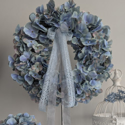 BABY BLUE wianek z hortensji, ok. 35cm
