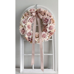 Romantyczne róże, klimatyczny wianek z wikliny 35cm