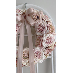 Romantyczne róże, klimatyczny wianek z wikliny 35cm