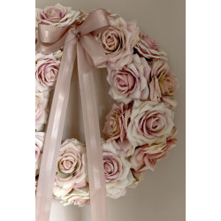 Romantyczne róże, klimatyczny wianek z wikliny 35cm