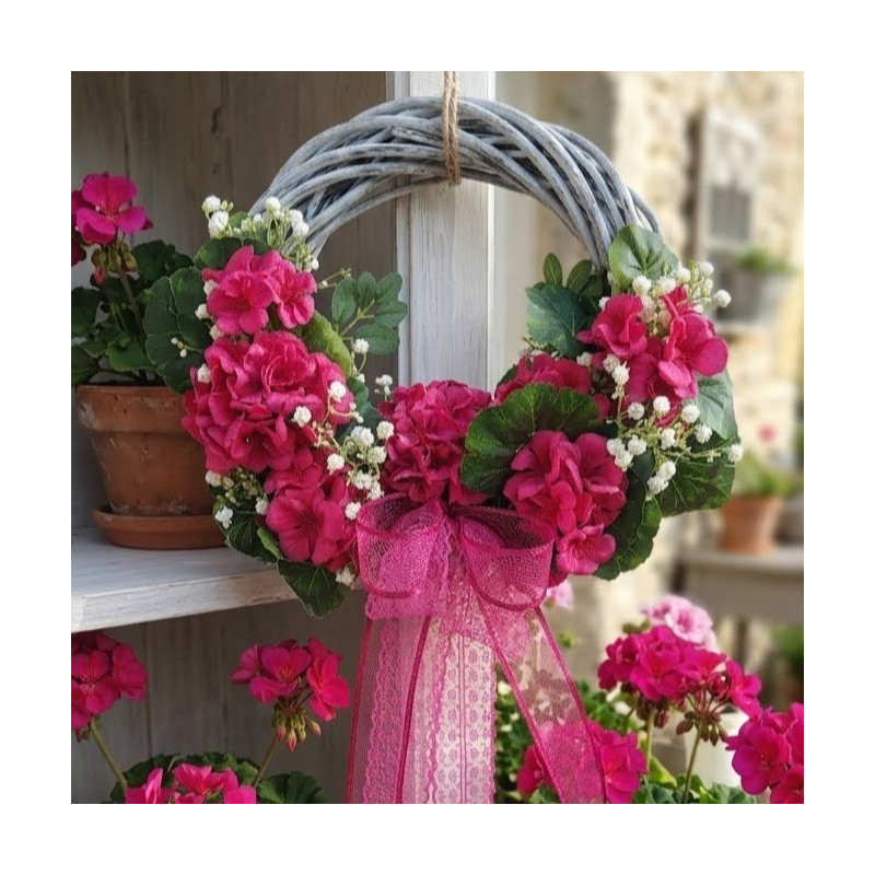 Pelargonie wianek w kolorze fuksji, 35cm