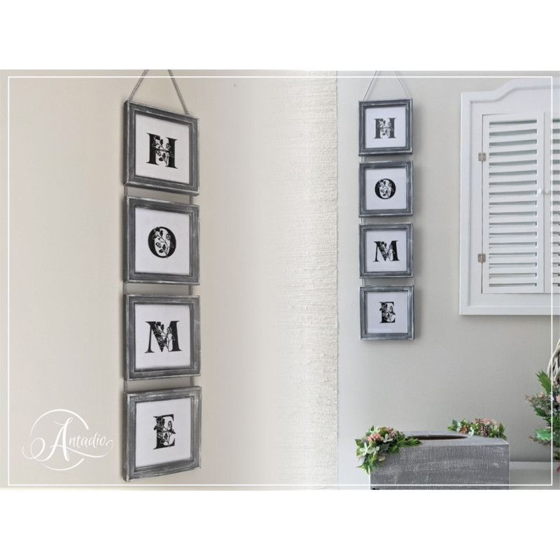 HOME ozdoba ścienna szare drewno